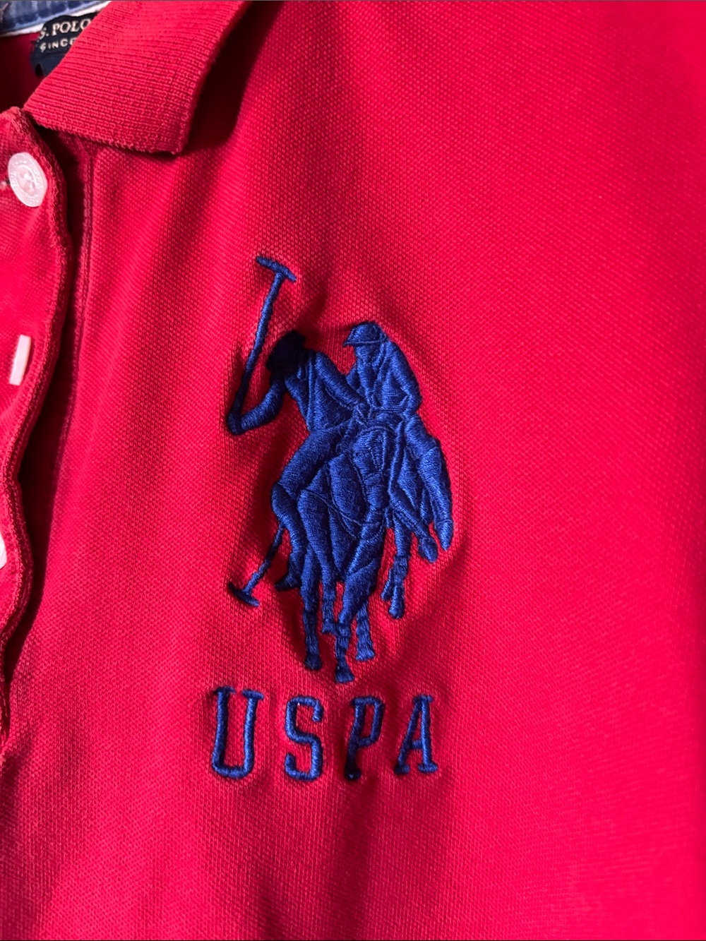 U.S. Polo Assn. Girls Red Polo with Navy Embroidered Logo Size XL - Good - Picture 3 of 5